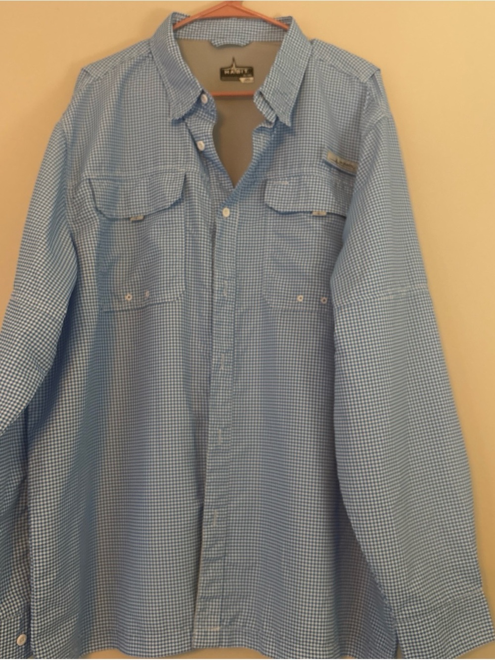 Light Blue Micro-Check Casual Button-Down Shirt